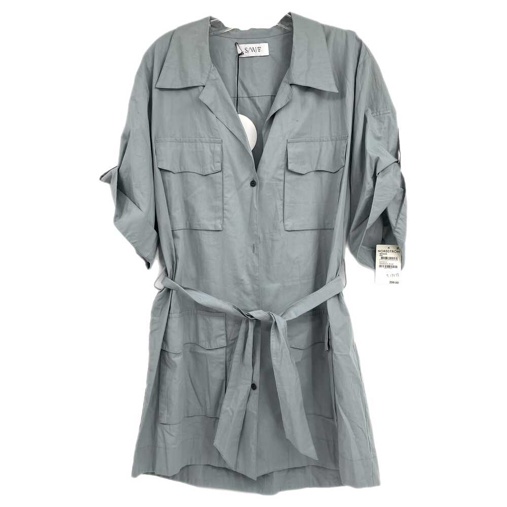 S/W/F Blue Belted Mini Dress | Short Sleeve Collared Style